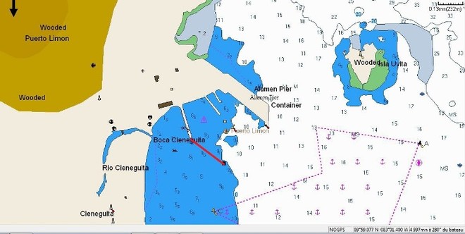 The finish line in front of Puerto Limon - Transat Jacques Vabre 2011 © SW